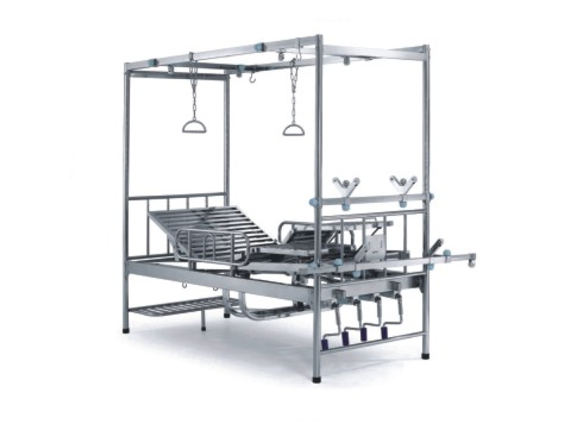 XF807 不锈钢手动四摇倾斜分腿骨科床